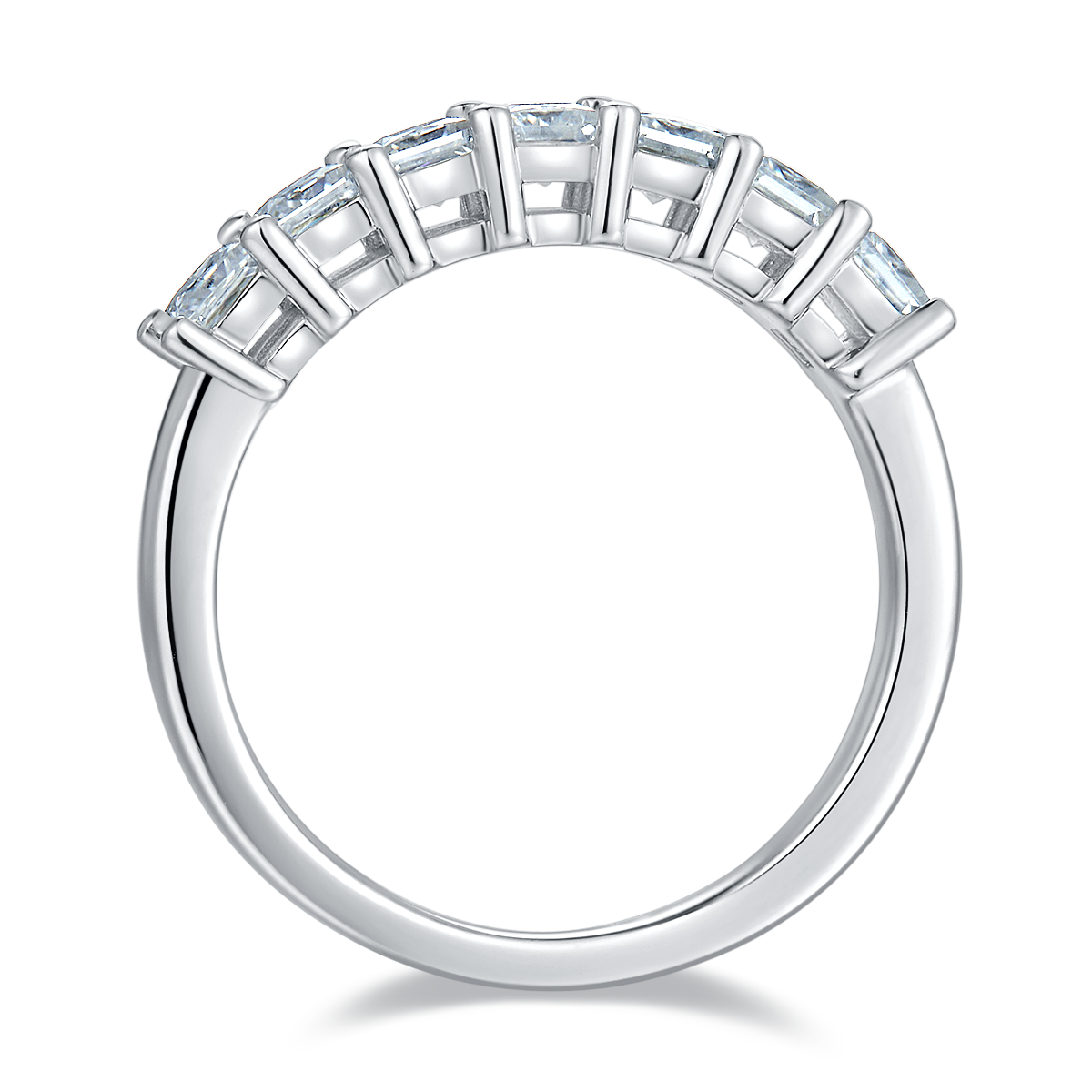 Square lined ring S925 silver plated platinum Moissanite women's ring 2.1 carats D-grade